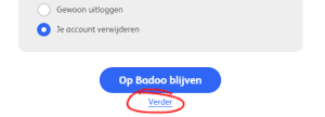Screenshot van de uitschrijflink