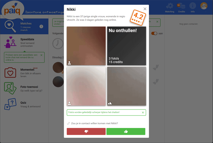 Wel of niet chatten met je Paiq matches?
