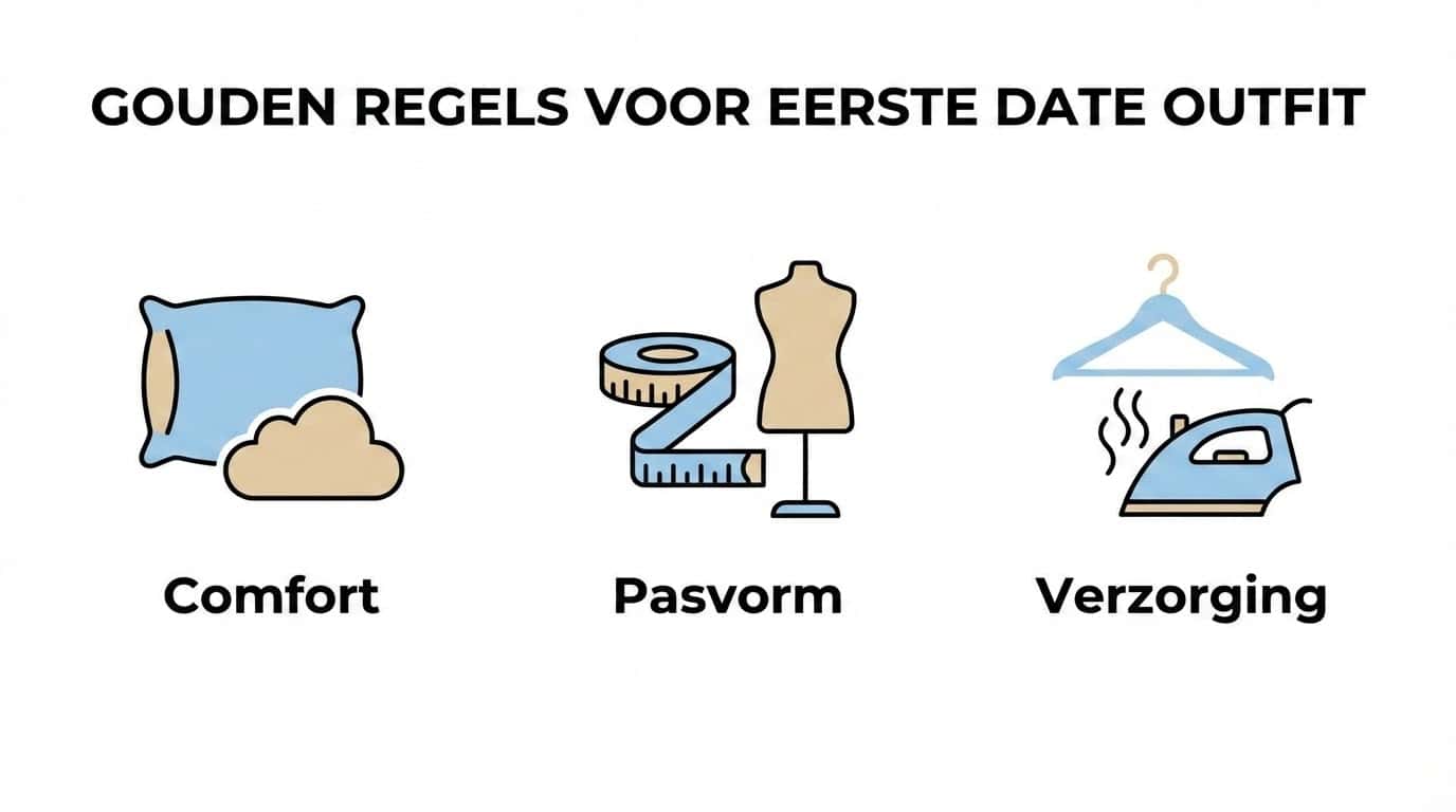 Infographic met de gouden regels: comfort, pasvorm en verzorging