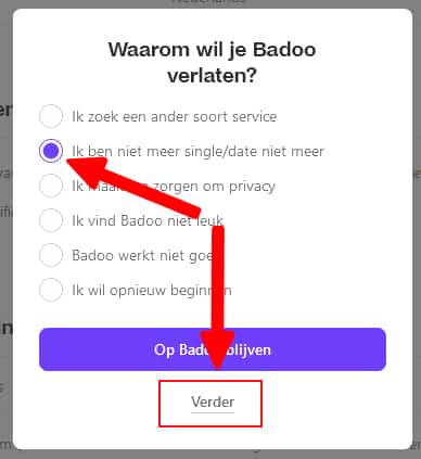 Stap 6: Kies een reden voor verwijdering