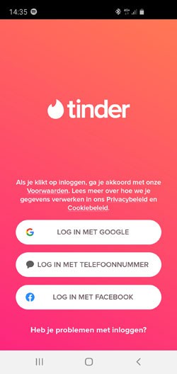 Het inlogscherm met de opties Google, telefoonnummer of Facebook